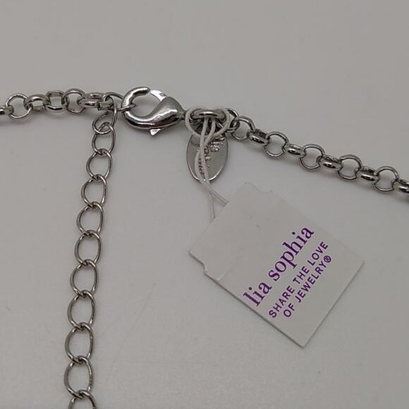 Lia Sophia Silver Leaf Blue Bead Necklace - Picture 4 of 4